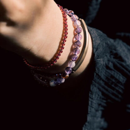 Retro 6mm Amethyst 4mm Garnet Multilayer Balance Bracelet - 图片 11