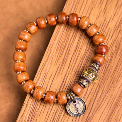 Natural Tibetan Camel Bone Barrel Beads OM Sanskrit Luck Protection Bracelet - 图片 4