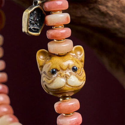 Natural Tibetan Camel Bone Purple Blood Beads Pug Luck Bracelet - 图片 5