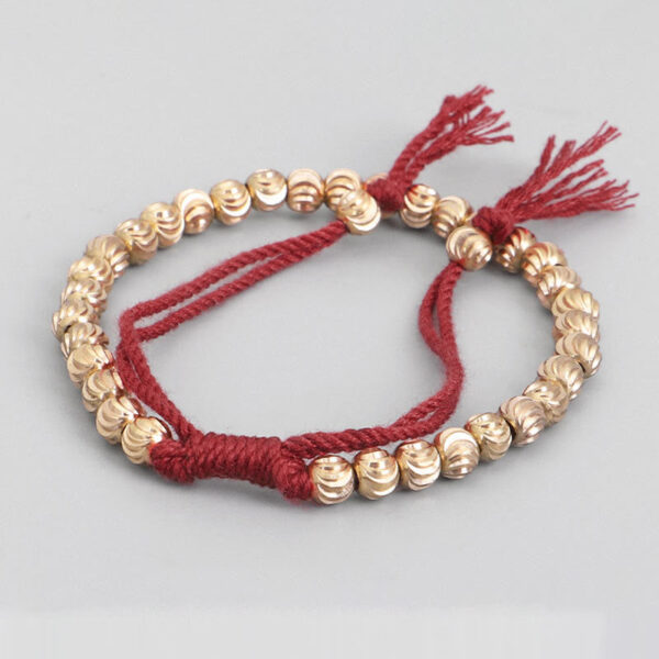 Tibetan Handmade Copper Bead Luck String Bracelet - 图片 2