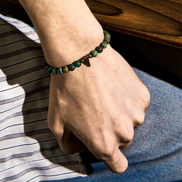 Vintage Distressed Design Turquoise Copper Balance Bracelet - 图片 4