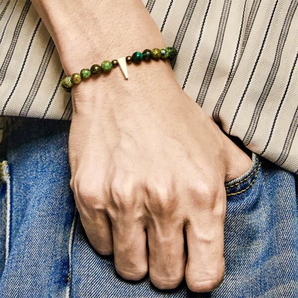 Vintage Distressed Design Turquoise Copper Balance Bracelet - 图片 5