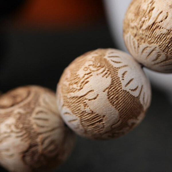 Ebony Wood Camphor Wood Yin Yang Ox Engraved Peace Bracelet - 图片 9