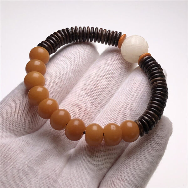 Tibetan Bodhi Seed Dzi Bead Coconut Shell Wisdom Bracelet - 图片 2