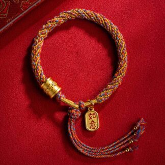 Handmade Multicolored Tibetan Om Mani Padme Hum Ruyi Auspicious Charm Braided Bracelet