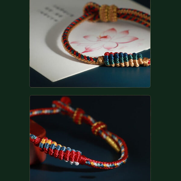 Tibetan Handmade Eight Thread Peace Knot Prayer Wheel Braided Protection Bracelet - 图片 11
