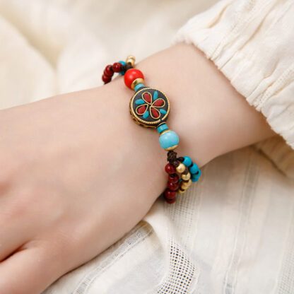 Buddha Stones Tibetan Turquoise Om Mani Padme Hum Protection Strength Bracelet - 图片 6