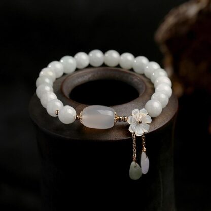 Buddha Stones Natural White Jade Luck Bracelet - 图片 11