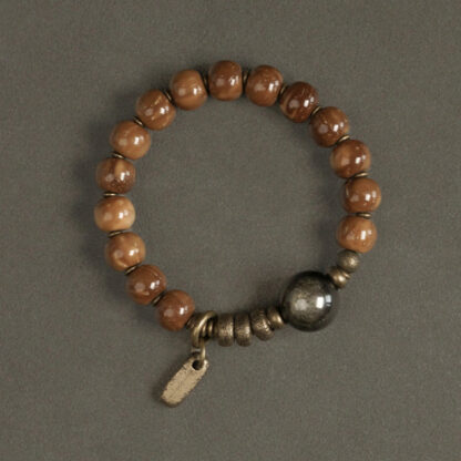 Kuka Seed Tiger Eye Gold Sheen Obsidian Copper Wealth Luck Bracelet - 图片 8