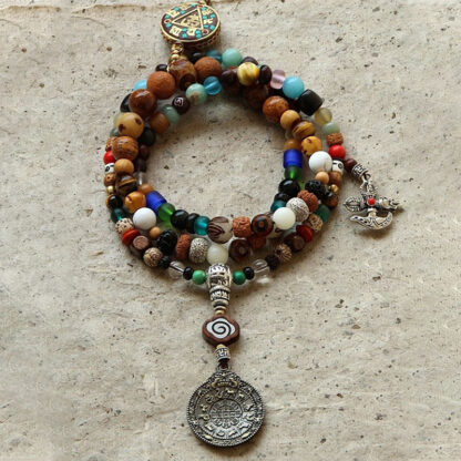 Buddha Stones Tibet 108 Mala Beads Nine Palaces Bagua Bodhi Seed Yak Bone Vajra Harmony Bracelet - 图片 21