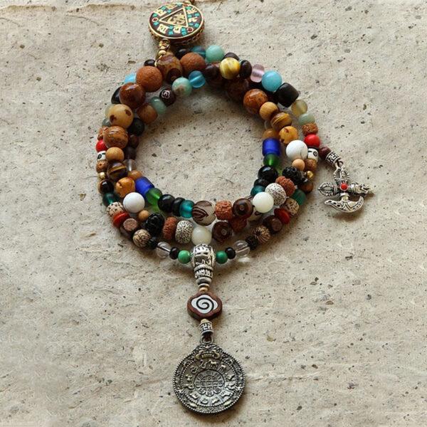 Buddha Stones Tibet 108 Mala Beads Nine Palaces Bagua Bodhi Seed Yak Bone Vajra Harmony Bracelet - 图片 21