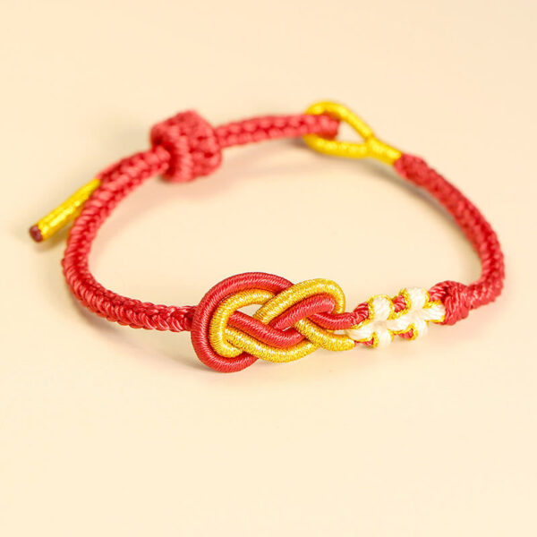 Handcrafted Eight Thread Peace Knot Peach Blossom Knot Luck Connection Bracelet - 图片 3