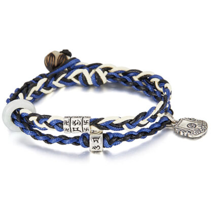 925 Sterling Silver Om Mani Padme Hum Swastika Handmade Protection Bracelet - 图片 8
