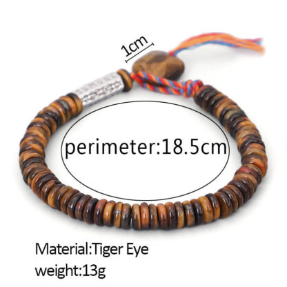 Buddha Stones Tibetan Tiger Eye Om Mani Padme Hum Protection Power Bracelet - 图片 12