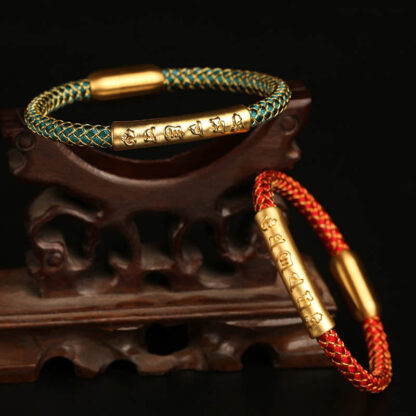 Handmade 999 Sterling Silver Om Mani Padme Hum Protection Dragon Scale Braided Magnetic Buckle Bracelet - 图片 13