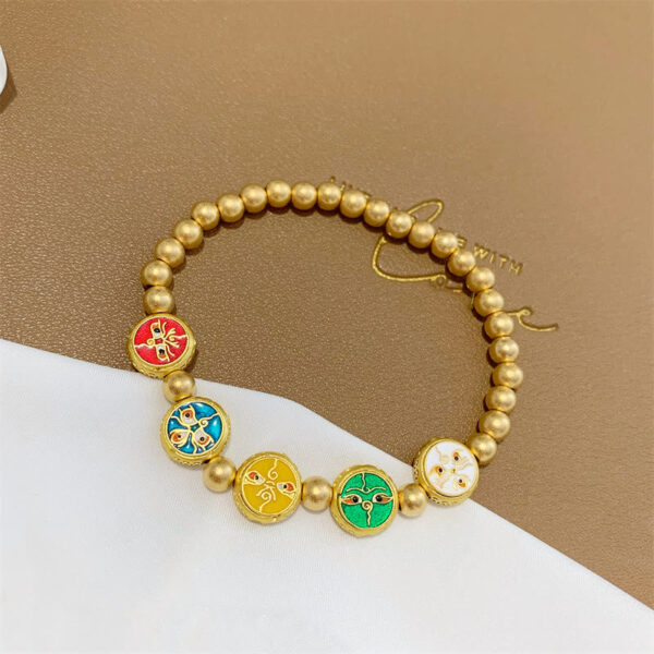 Tibetan Five God Of Wealth Copper Beads Luck Bracelet - 图片 4