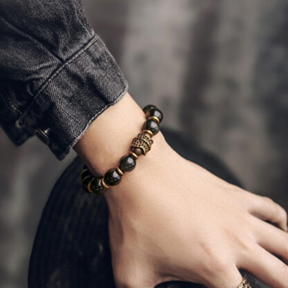 Buddha Stones Rainbow Obsidian Copper Love Healing Bracelet - 图片 11