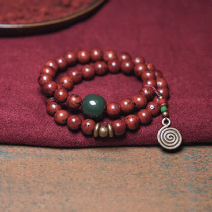 Buddha Stones Bodhi Seed Cyan Jade Copper Peace Luck Bracelet - 图片 7
