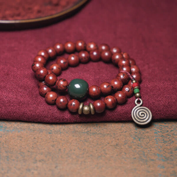 Buddha Stones Bodhi Seed Cyan Jade Copper Peace Luck Bracelet - 图片 7