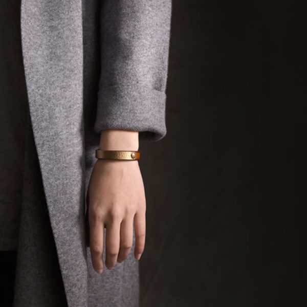 Vintage Handmade Texture Copper Brass Leather Wealth Bracelet Bangle - 图片 10