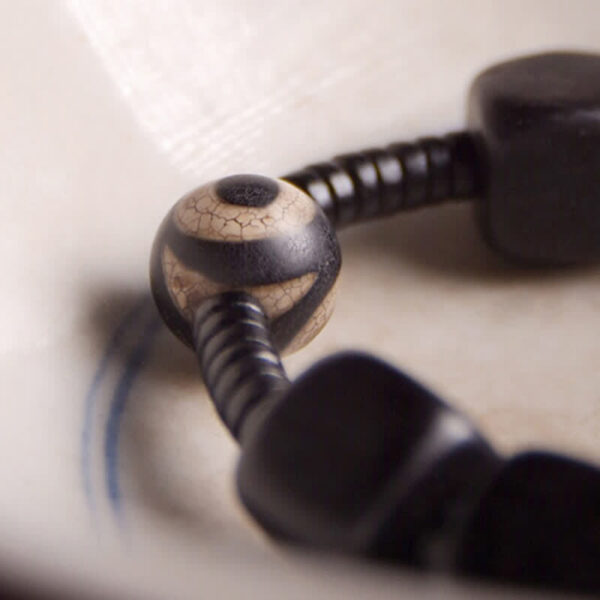 Buddha Stones Tibetan Ebony Wood Dzi Bead Strength Bracelet - 图片 8