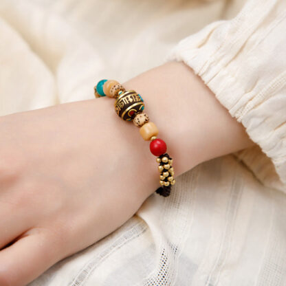 Buddha Stones Tibetan Turquoise Om Mani Padme Hum Protection Strength Bracelet - 图片 7