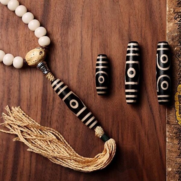 Buddha Stones Tibet 108 Mala Beads Bodhi Seed Bagua Vajra Dzi Bead Gray Agate Wealth Bracelet - 图片 2