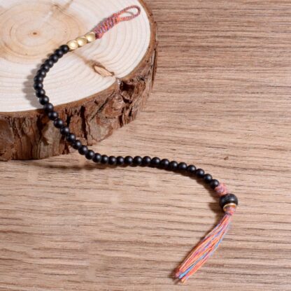 Buddha Stones Handmade Tibetan Black Onyx Tassel Bracelet - 图片 4