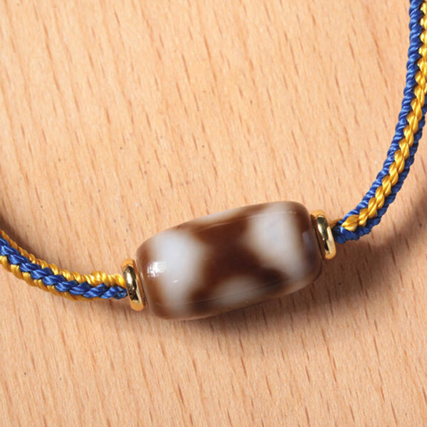 Tibetan Three-eyed Dzi Bead Luck Happiness Bracelet - 图片 4