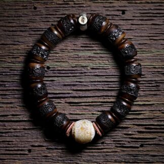 925 Sterling Silver Chinese Zodiac Natal Buddha Handmade Tibet Yak Bone Strength Bracelet