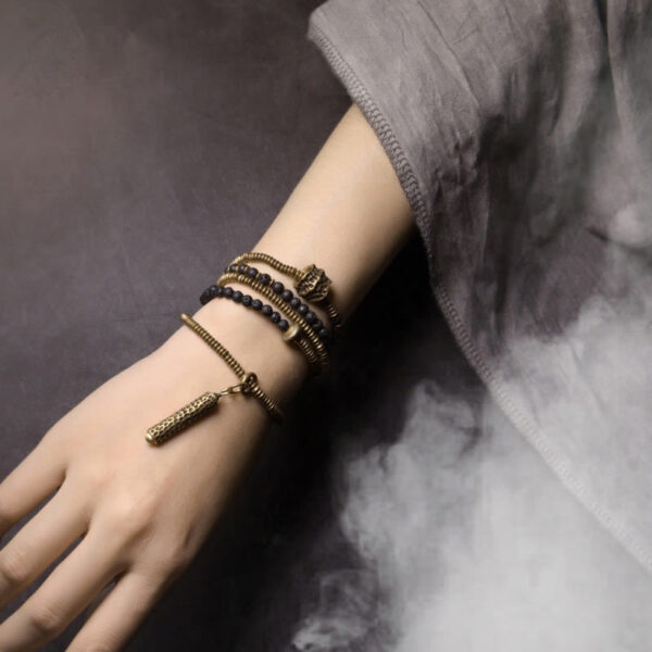 Vintage Lava Rock Copper Healing Multilayered Bracelet - 图片 4
