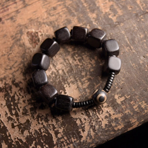 Buddha Stones Tibetan Ebony Wood Dzi Bead Strength Bracelet - 图片 4