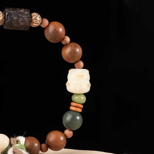 Lightning Strike Wood Bodhi Seed Cat Paw Claw Auspiciousness Protection Tassel Bracelet - 图片 4