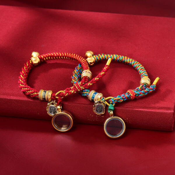 Tibetan Om Mani Padme Hum Carved Zakiram Goddess of Wealth Charm Amulet Bracelet - 图片 8