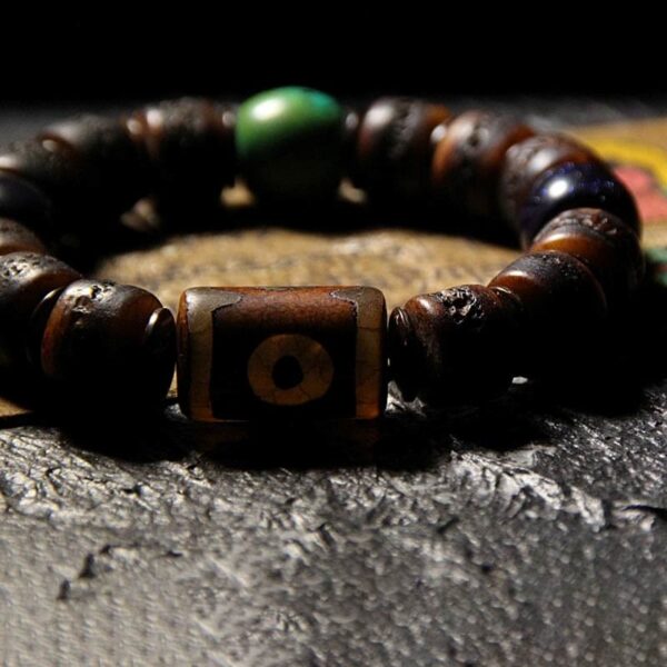 Tibetan Yak Bone Dzi Bead Turquoise Keep Away Evil Spirits Bracelet - 图片 4