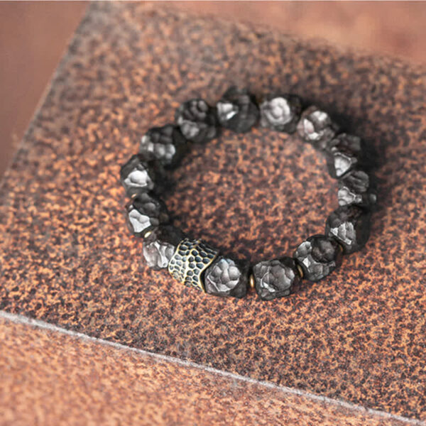 Buddha Stones Ebony Wood Copper Peace Balance Couple Bracelet - 图片 7