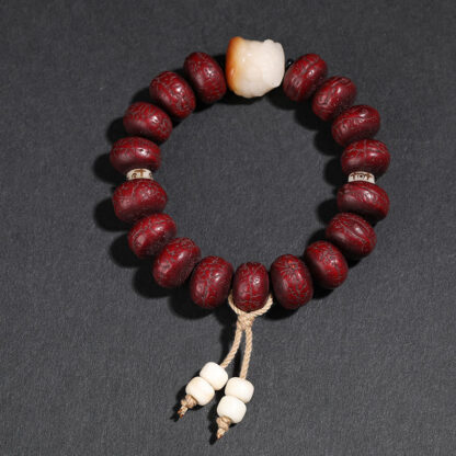 Tibet Bodhi Seed Dzi Bead Dancing Lion Luck Bracelet Wrist Mala - 图片 7