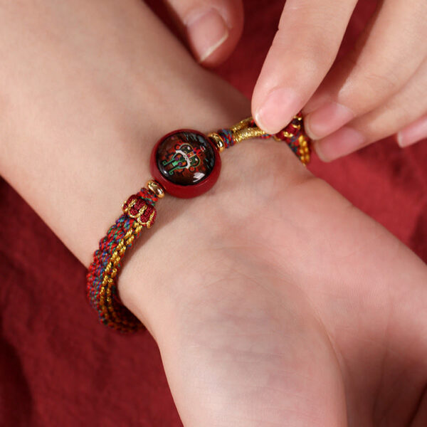 Buddha Stones Colorful Rope Cinnabar Thangka Blessing Braided Bracelet - 图片 6