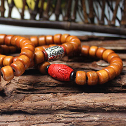 Buddha Stones Tibetan Yak Bone Om Mani Padme Hum Strength Bracelet - 图片 2