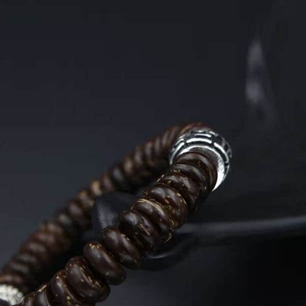 Natural Tibetan Coconut Shell Om Mani Padme Hum Positive Bracelet - 图片 17
