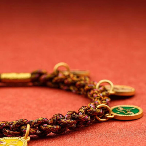 Buddha Stones Tibetan Five God Of Wealth Thangka Luck Braid String Bracelet - 图片 12