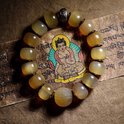 Handmade Tibetan Sheep Horn Om Mani Padme Hum Auspiciousness Bracelet - 图片 7