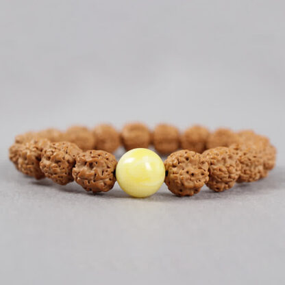 Buddha Stones Tibet Rudraksha Bodhi Seed Dzi Bead Amber Turquoise Wealth Bracelet - 图片 4
