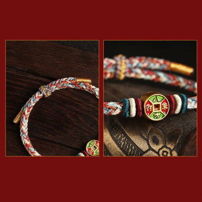 Colorful Rope Wealth Comes From All Directions Handmade Eight Thread Peace Knot Luck Bracelet - 图片 6