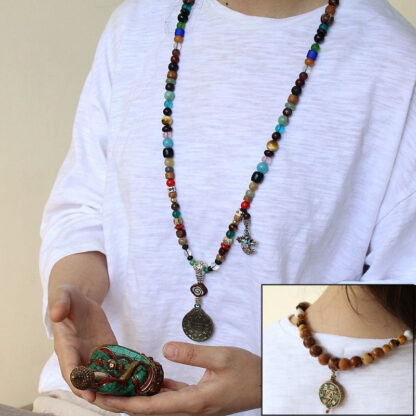 Buddha Stones Tibet 108 Mala Beads Nine Palaces Bagua Bodhi Seed Yak Bone Vajra Harmony Bracelet - 图片 12