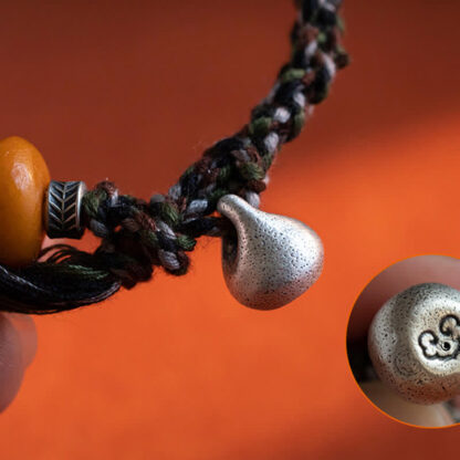 990 Sterling Silver Tibetan Handmade Amber Steelyard Weight Wish Protection Bracelet - 图片 11