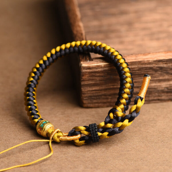 Handmade Tibetan Black Gold Dragon Scale Rope Om Mani Padme Hum Purity Bracelet - 图片 3