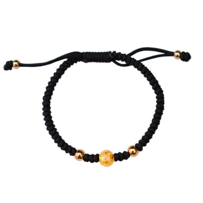 Buddha Stones 999 Sterling Silver Om Mani Padme Hum Copper Coin Luck Strength String Couple Bracelet - 图片 5