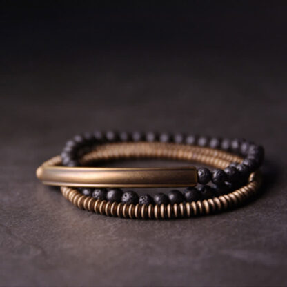 Buddha Stones Vintage Lava Rock Copper Support Bracelet - 图片 7