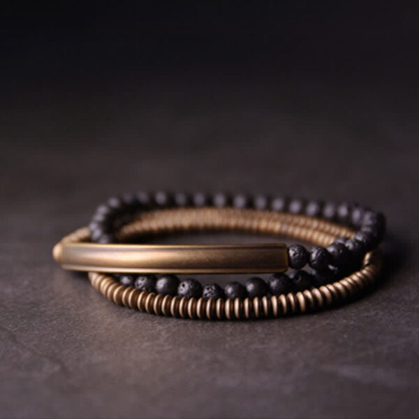 Buddha Stones Vintage Lava Rock Copper Support Bracelet - 图片 7